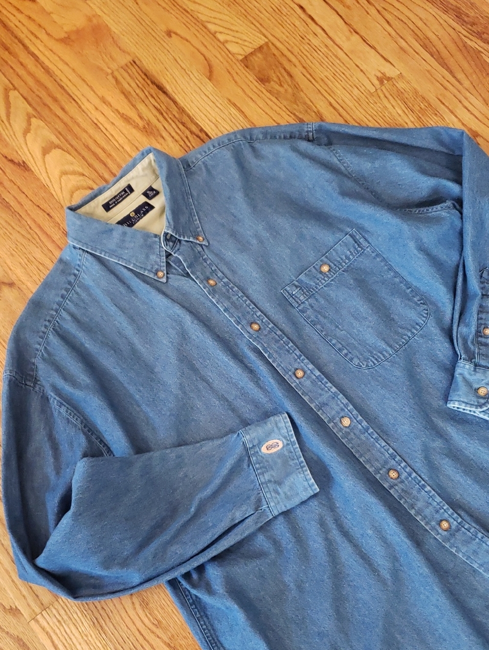 Vtg Bill Blass Blue Denim Button Down Shirt Size: XL